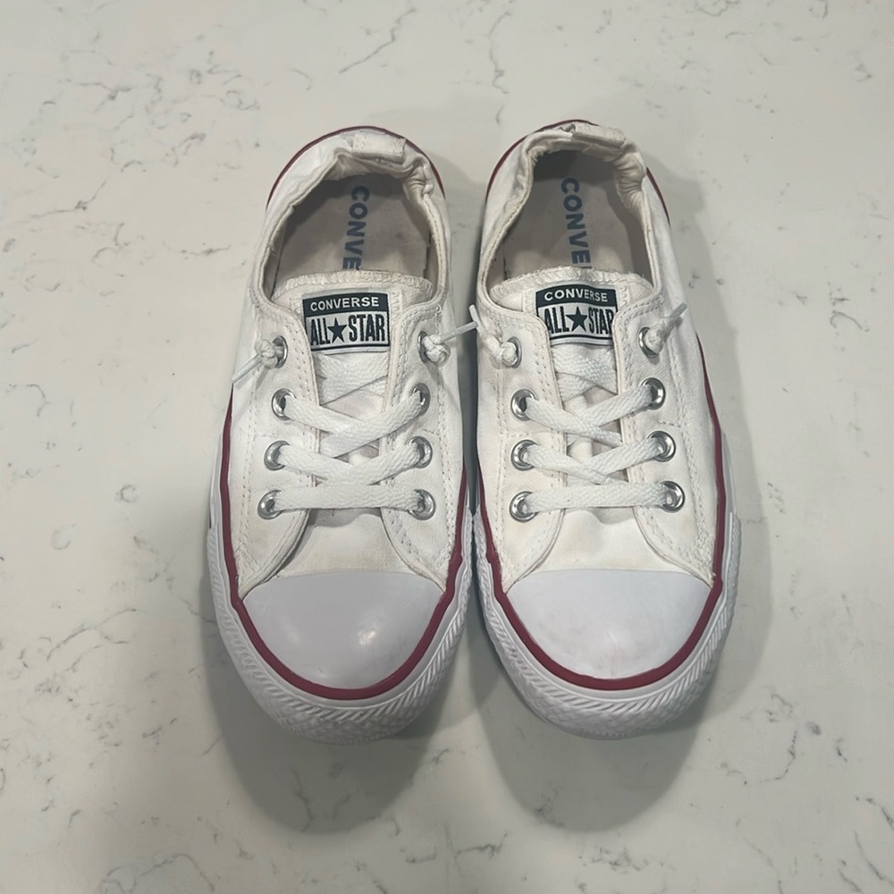Converse White Sneakers with Red Trim